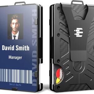 Elilier Sleek Minimalist Black Aluminum Wallet  Card Holder with Cash Clip.